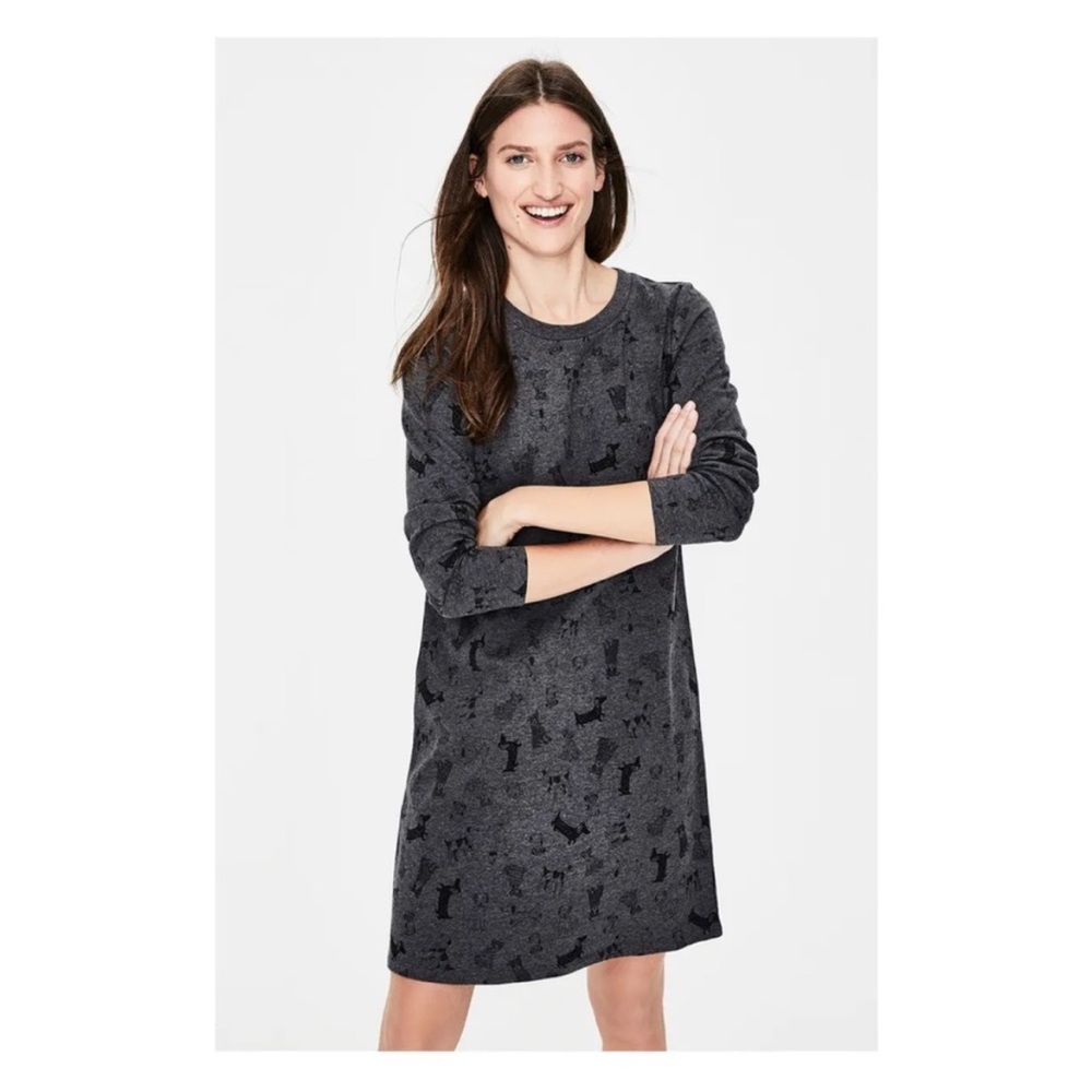 Boden Doodle Dog Sweatshirt Knee Length Mini Dress